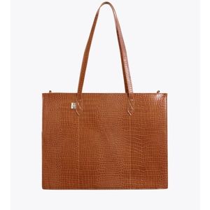 The Work Tote in Cognac Croc by Beis